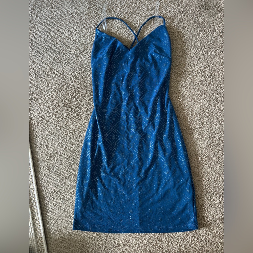 Blue Mini Dress with Sparkle Detail